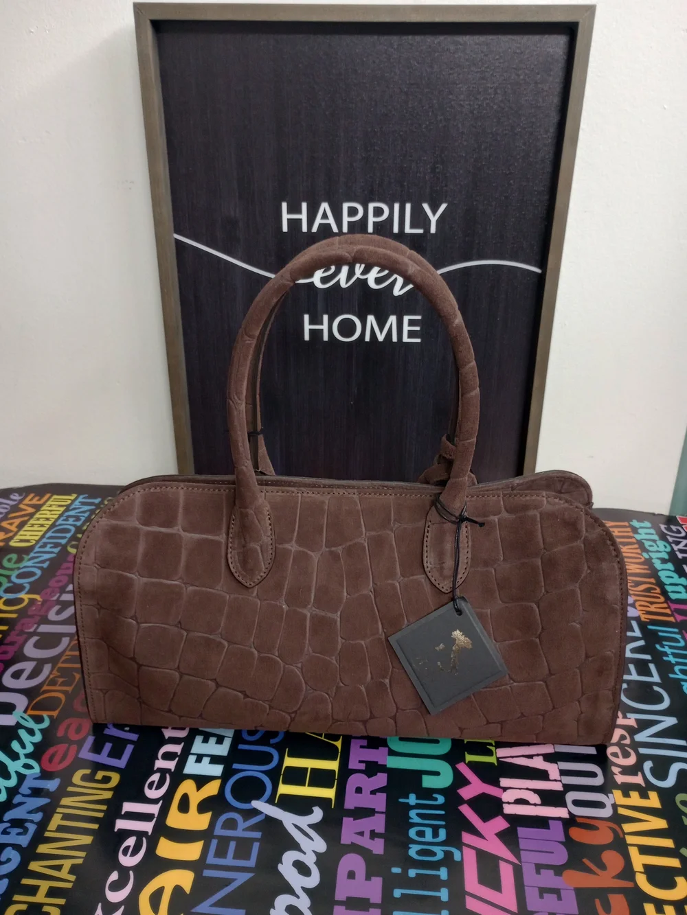 Cultured Crocodile Embossed Claudia Firenze Top-Handle Shoulder Bag!.
